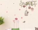 Flower Vines with Bird Cages Vinyl Decal Flower Vines with Bird Cages Vinyl Decals Flower Branch Wall Art